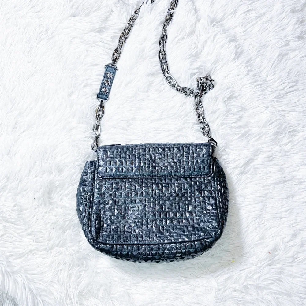 Henri Bendel Quilted Crossbody Bow Accent Convertible Black